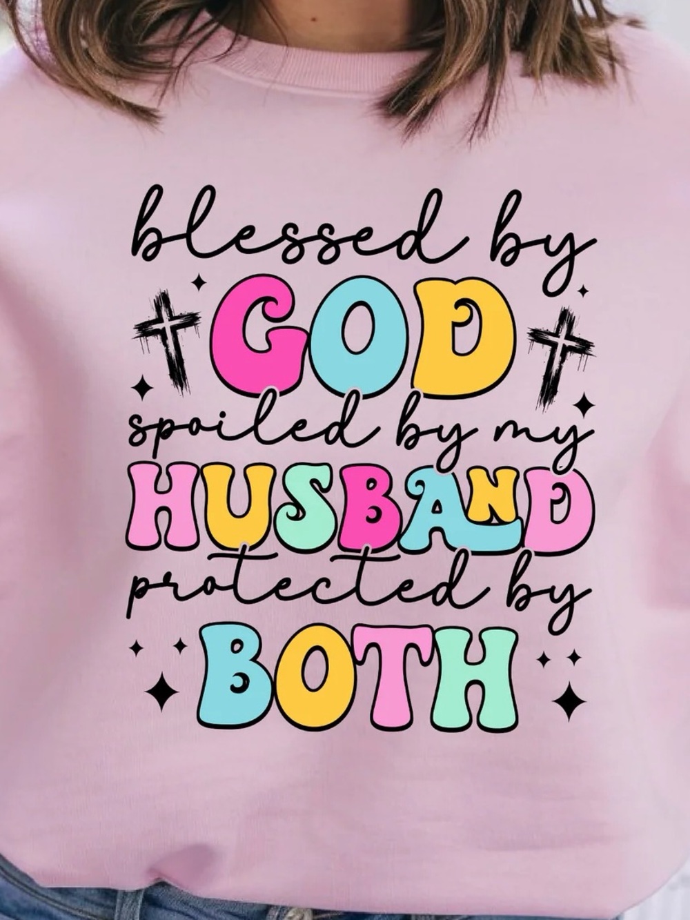 Pink 'Blessed by God, Spoiled by My Husband' Graphic Tee